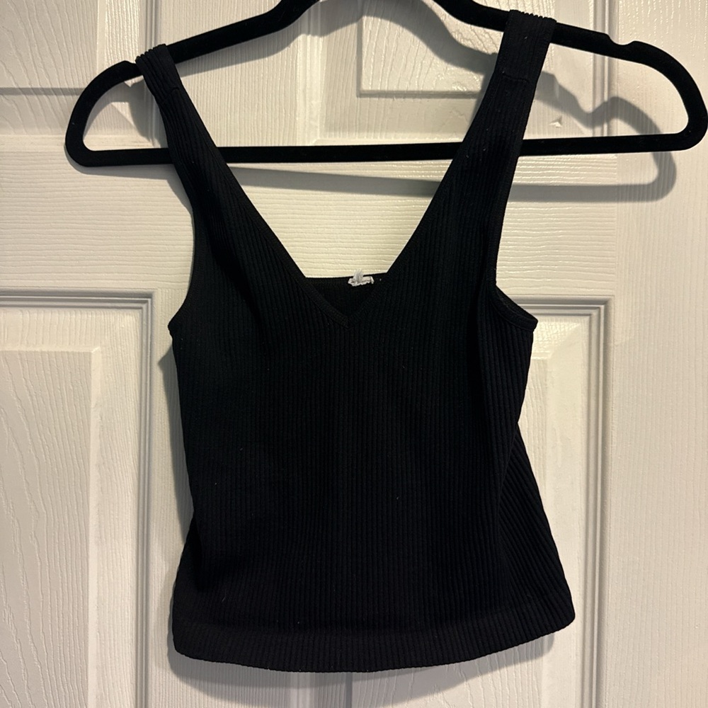 Black Ribbed Women's Top